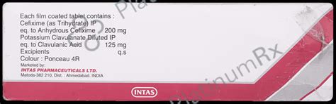 Ceftas CV 200/125mg Tablet 10s: View Uses, Side Effects, Price and ...