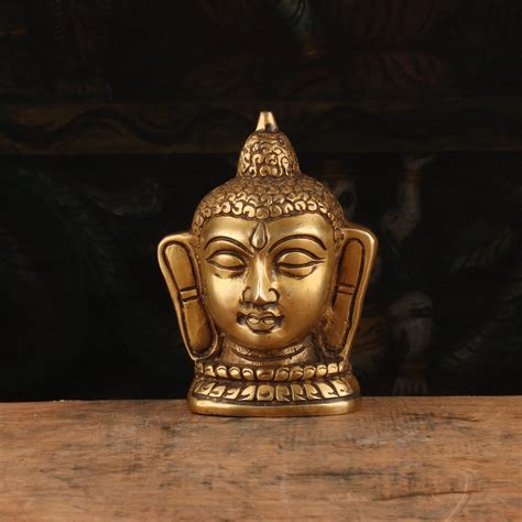 Brass Small Buddha Head Idol For Home Decor Showpiece 4 Inch – StatueStudio