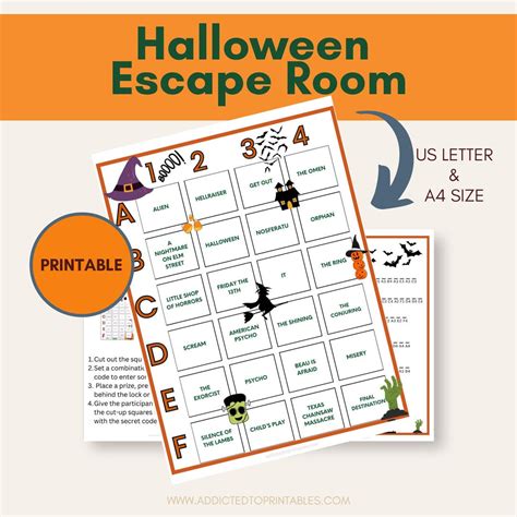 Printable Adult Halloween Escape Room Game Halloween Movie Theme Escape ...