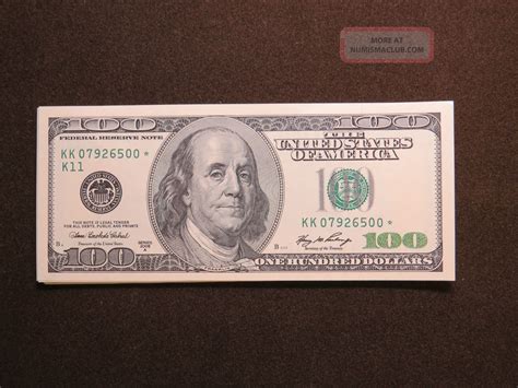 2006 A $100 Us Dollar Bank Note Replacement Star Bill United States