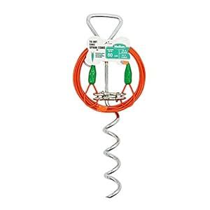 Petest 16 Inch Spiral Stake with 15ft Tie-Out Cable for Medium Dogs Up ...