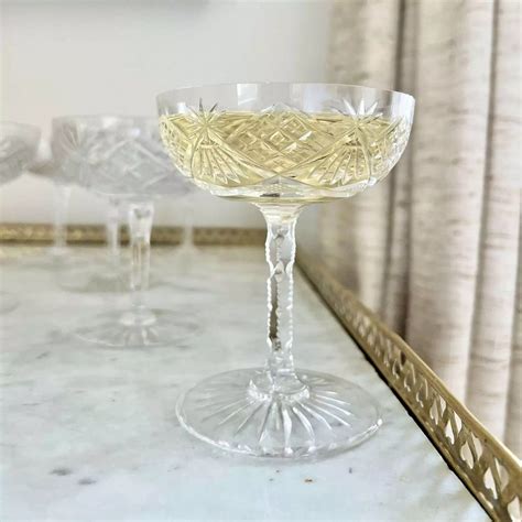Exquisite Set Of Art Deco St Louis Crystal Champagne Coupes in Antique ...