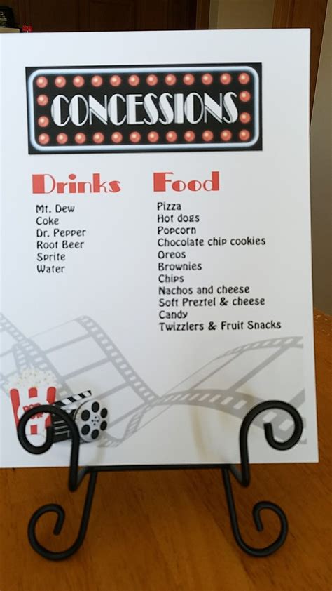 Movie Theater Concession Stand Menu