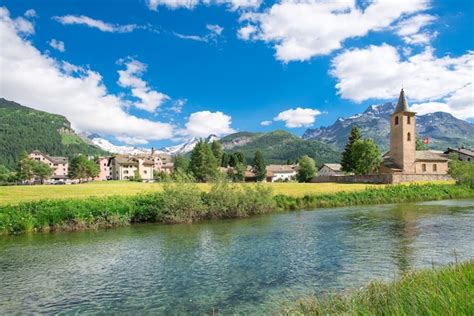Swiss village of sils maria | Premium Photo