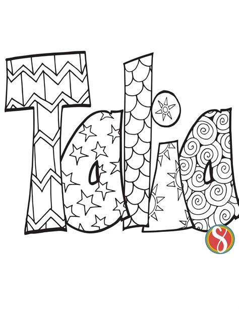 Free TALIA Name Coloring Page — Stevie Doodles