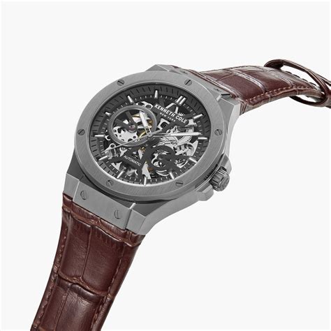 Kenneth Cole Quartz Multifunction Grey Dial Leather Strap Men's Watch,