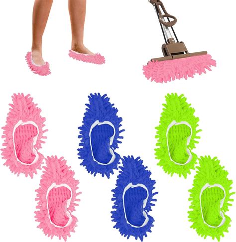 ASTER 3Pairs Mop Slippers,Floor Cleaning Slippers Washable Dusting Mop ...