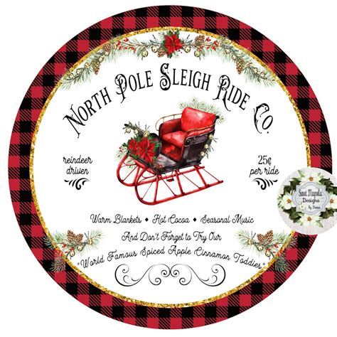 Buy North Pole Sleigh Ride Christmas Sign, Christmas Wreath Sign ...