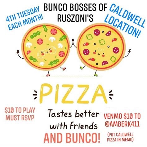 Bunco Bosses Ruszonis Caldwell Kickoff Night, Ruszoni's Pizza Caldwell ...