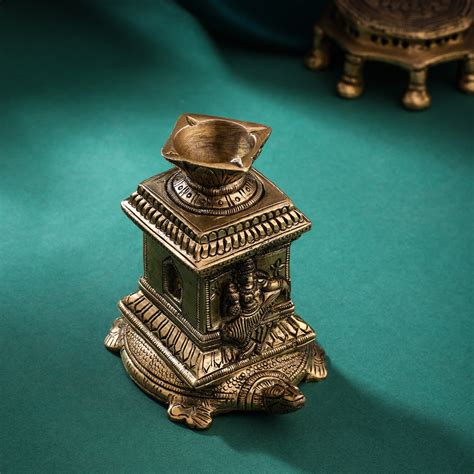 Sacred Brass Shaligram Tortoise Diya – Symbol of Prosperity & Divinity ...