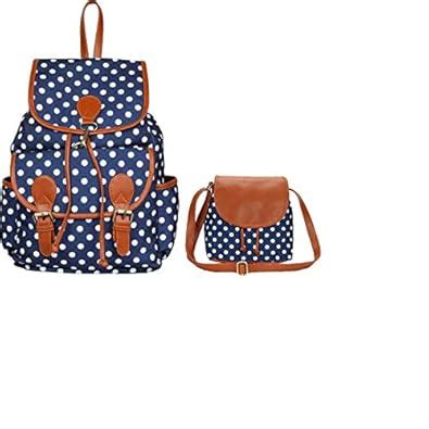Lychee bags Women Printed Canvas Blue Backpack And Sling Bag Combo Pack ...
