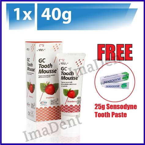 GC Tooth Mousse 40g 35ml Strawberry flavour FREE Sensodyne Toothpaste sample tooth strengthener ...