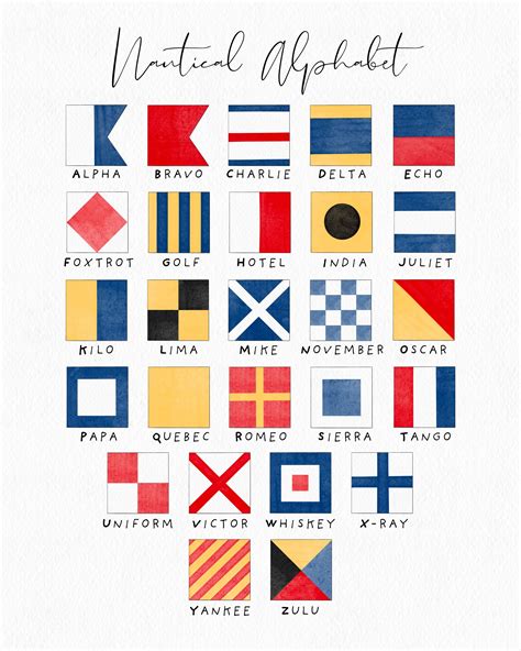 Watercolor Nautical Alphabet Clipart, Lake Art, Nautical Flags, Lake ...