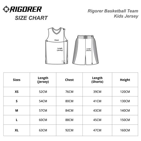 Basketball Jersey Sizes Chart at Stanley Abbott blog
