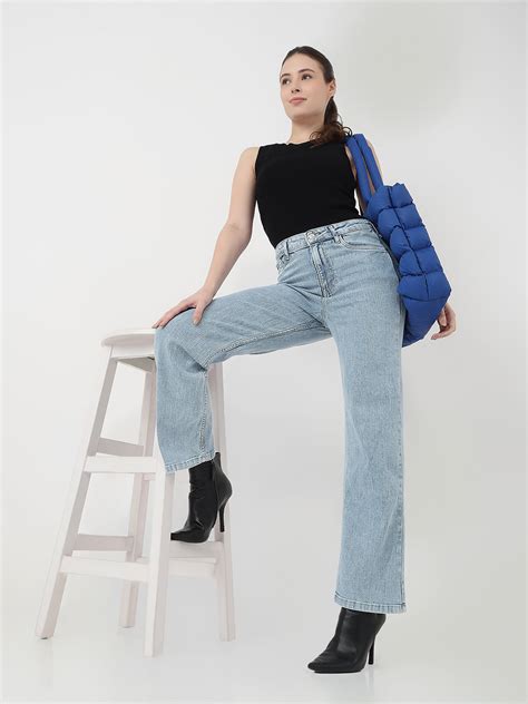 Buy Women Light Blue High-Rise Straight Jeans | Kraus Jeans