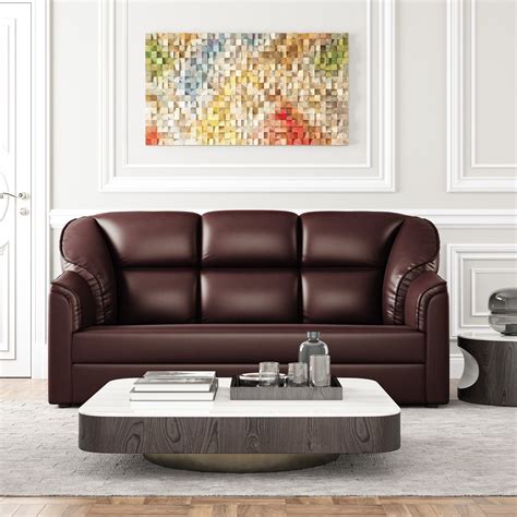WESTIDO Leatherette 3 Seater Sofa (Finish Color - Brown, DIY(Do-It-You ...