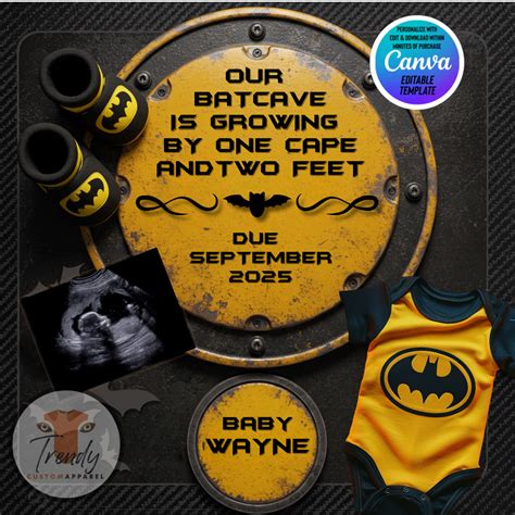 Digital Batman Batcave Pregnancy Announcement | Customizable Superhero ...