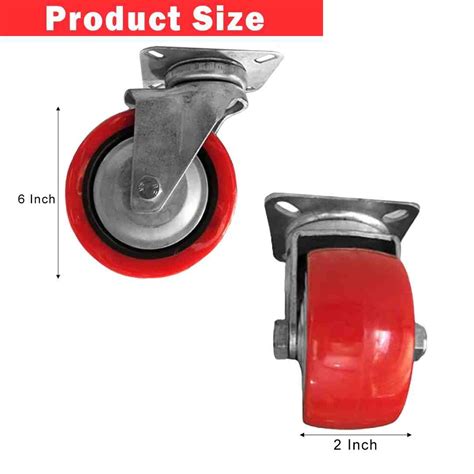 PU Plate Type Trolley Wheel Without Brake 6 x 2 Inch | Implemental