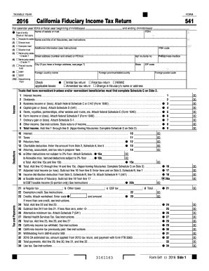 2016 Form CA FTB 541 Fill Online, Printable, Fillable, Blank - pdfFiller