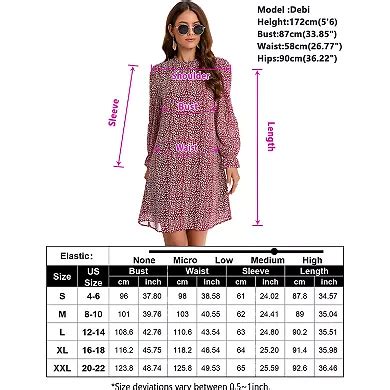 Women's Ruffle Mock Neck Long Sleeve Floral Mini Dress Casual Pleated ...