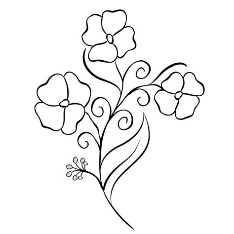 Free Vector line art and hand drawing flower art black and white flat ...