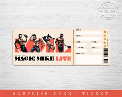 Printable Magic Mike LIVE Broadway Surprise Ticket, Magic Mike Musical ...