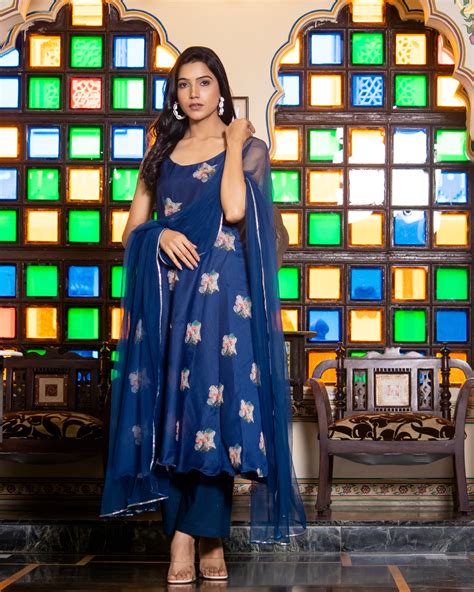 Buy Nyla Blue Chanderi Suit Set, Women's Fashion Store | Bannhi