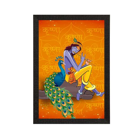 Lord Krishna Satin Matt Texture UV Art Painting - eCraftIndia Online