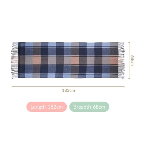 Blue Plaid Pattern Wool Scarf Online - Premium Scarf | Nestasia
