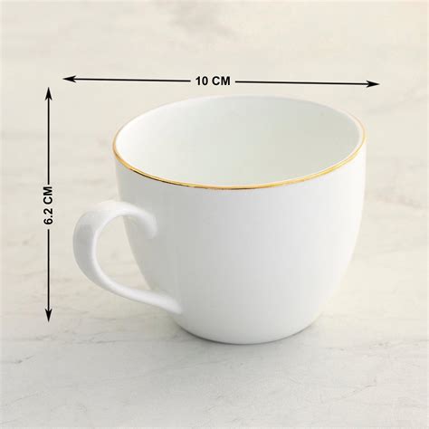 Buy Luxury Ebony White Solid Bone China Cup and Saucer Set - 180 ml ...