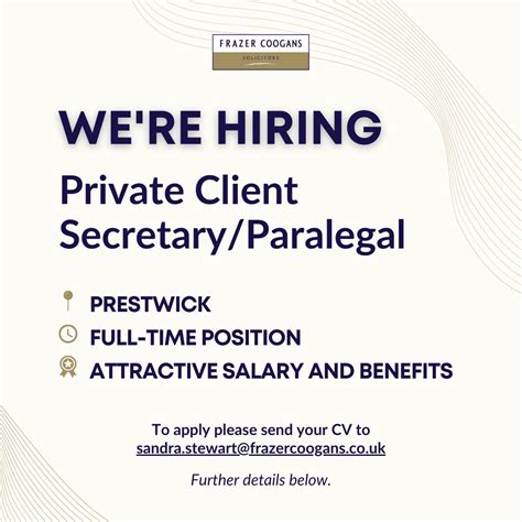 We're hiring! 📣 Private Client Secretary/Paralegal – Full-time You will ...