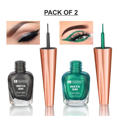 Krayons Insta Dri Sparkling Eyeliner, Grey, Green, Waterproof, Longlas ...