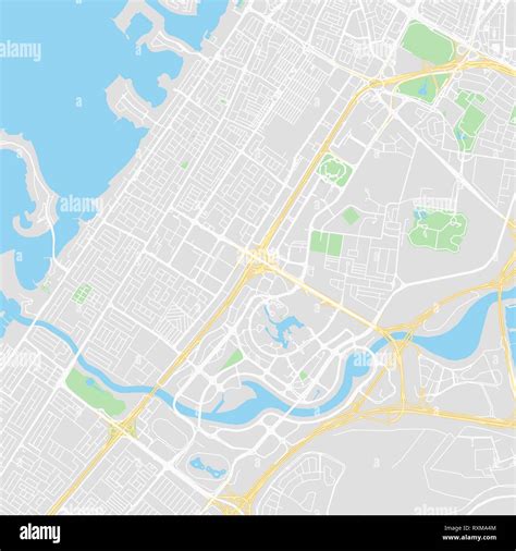 Downtown vector map of Dubai, United Arab Emirates. This printable map of Dubai contains lines ...