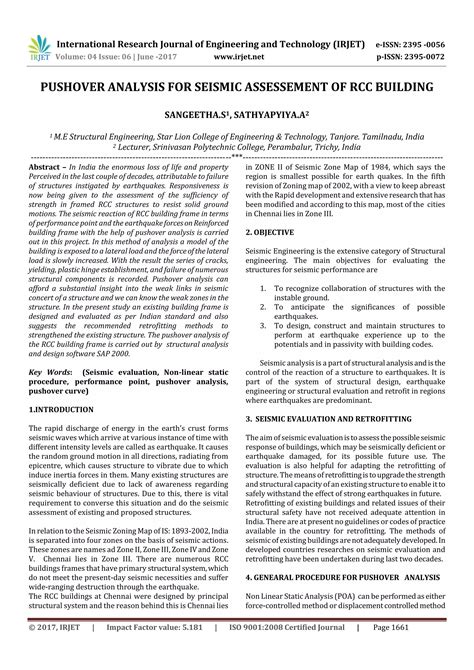 Pushover Analysis for Seismic Assessement of RCC Building | PDF