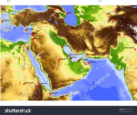 Physical Map Of Middle East Rivers
