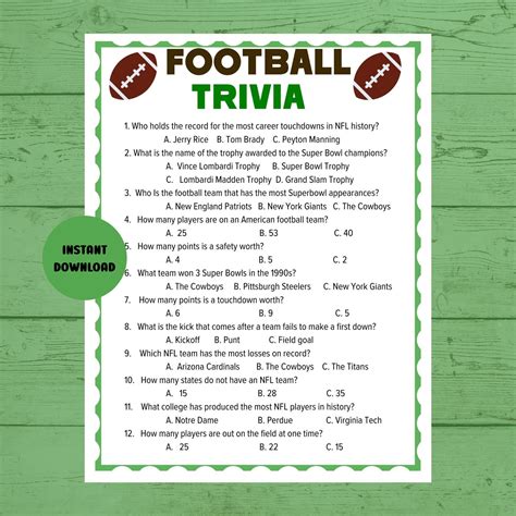 Football trivia printable football trivia football party games sports ...