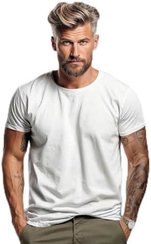Buy Classic Cotton T-Shirt for Men, Crew Neck, Short Sleeve, White at ...