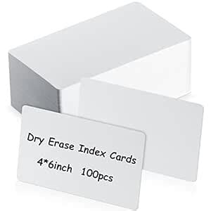 Harloon 100 Pcs Dry Erase Index Cards 4 x 6 Inch Laminated Reusable Dry ...