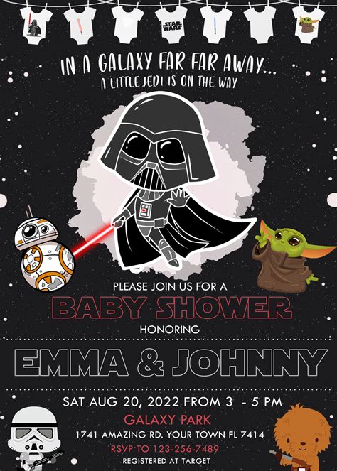 Electronic Star Wars Invitation Star Wars The Force Awakens Birthday