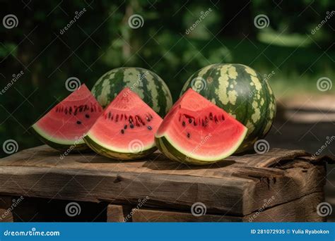 Ripe Watermelons Fruit. Generate Ai Stock Illustration - Illustration ...