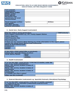 Educational setting EHCNA request ( ... Doc Template | pdfFiller