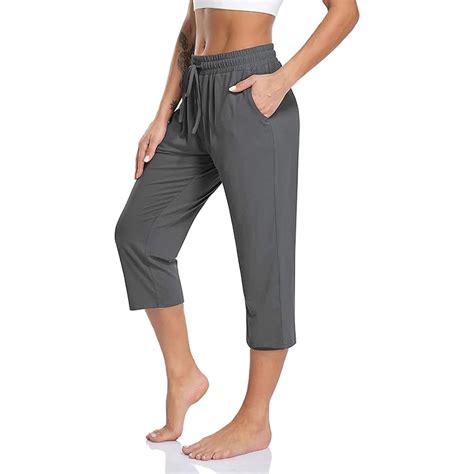 SOMER Women's Loose High Waist Drawstring Capri Yoga Pants with Pockets ...