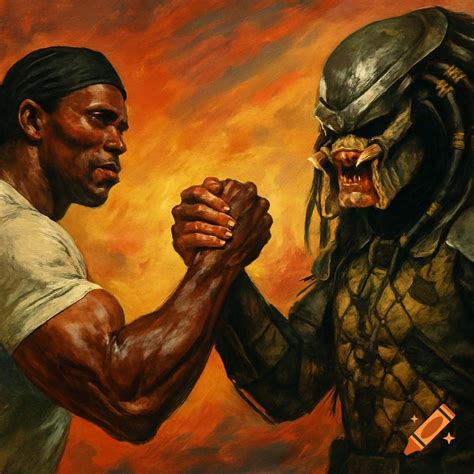 Predator handshake meme on Craiyon