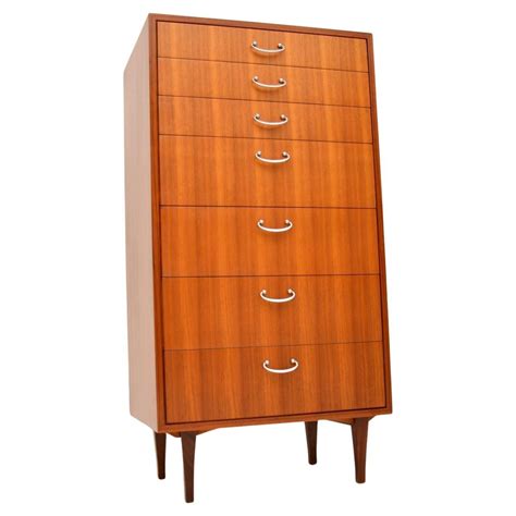 Vintage Walnut Tallboy Chest of Drawers For Sale at 1stDibs