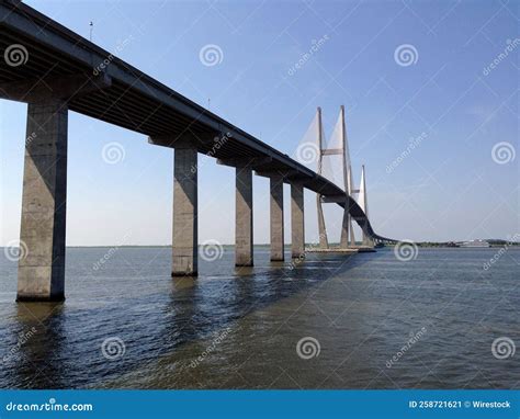Low Angle of Sidney Lanier Bridge on a Sunny Day in Brunswick Georgia ...