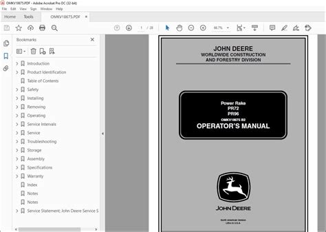 John Deere Power Rake PR72 PR96 Operator's Manual - PDF DOWNLOAD ...