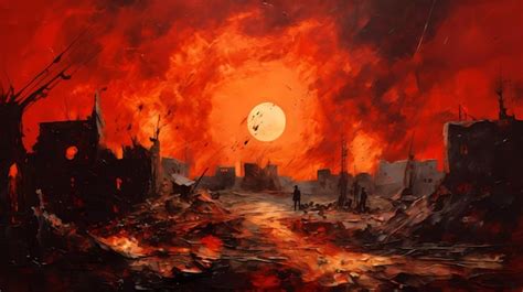Premium AI Image | Doomsday and apocalypse Landscape painting
