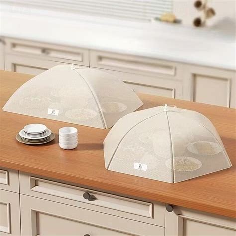 Foldable Fly-Proof Food Cover - Heavy-Duty Beige/White Foldable Tray ...