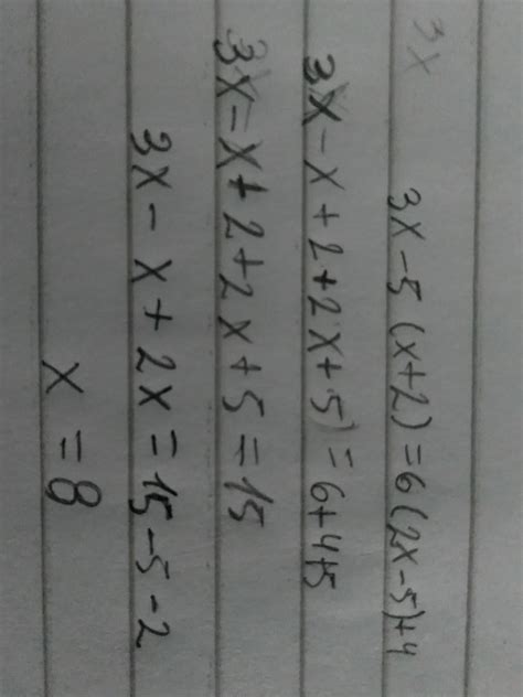 ayuda en esta ecuación 3x-5(x+2)=6(2x_5)+4 - Brainly.lat