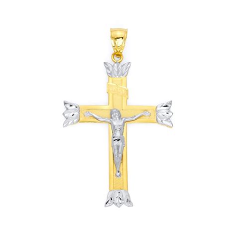 Large Solid Gold Crucifix Necklace 10k or 14k Cross Necklace, Hip Hop ...